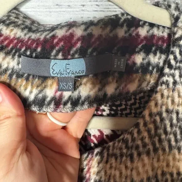 Eva Franco Plaid Wool Blend Kimono Coat Wrap Jacket XS/S Oversized - Picture 3 of 6